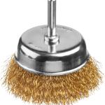 Щетка дисковая 75мм для дрели, витая стальная латунированная проволока 0,3мм,MIRAX 35147-075